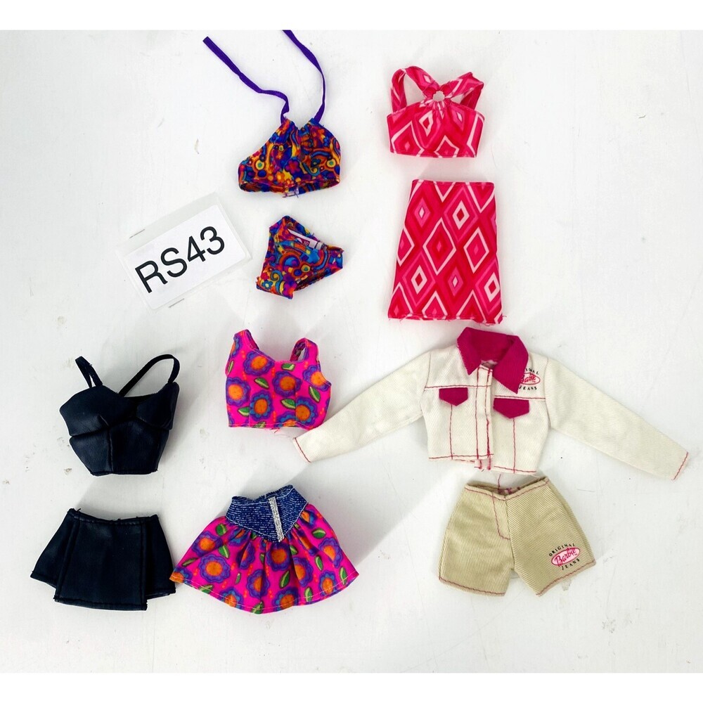 10 Piece Vintage Barbie 2 Piece Outfits Lot Swim Skirt Top Set Barbie Jeans Set
